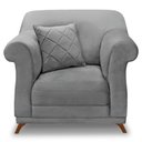 Ver imagem 4 de Kit 2 Poltronas Para Sala de Estar Vênus Veludo Pés Castanho - Pallazio - Cinza Grafite