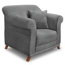 Ver imagem 2 de Kit 2 Poltronas Para Sala de Estar Vênus Veludo Pés Castanho - Pallazio - Cinza Grafite