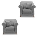 Ver imagem 1 de Kit 2 Poltronas Para Sala de Estar Vênus Veludo Pés Castanho - Pallazio - Cinza Grafite