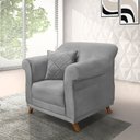 Ver imagem 3 de Kit 2 Poltronas Para Sala de Estar Vênus Veludo Pés Castanho - Pallazio - Cinza Grafite