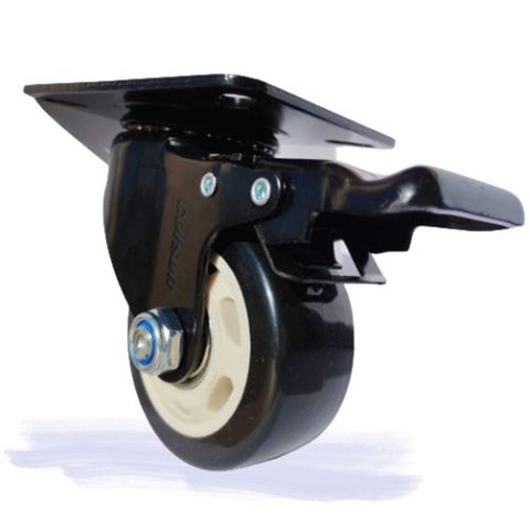 Rodizio Giratório 3 Pol. Placa com Freio Preto Colson