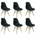 Ver imagem 1 de Kit 6 Cadeiras Charles Eames Eiffel Wood Design Preto Preta