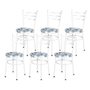 Ver imagem 1 de 6 Cadeiras Epoxi Branca para Cozinha Assento Estampado:floral Branco