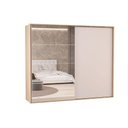 Ver imagem 1 de Guarda Roupa Casal 2 Portas de Correr (2 C/ Espelho) e 4 Gavetas Ph 1806 Carvalho Nature/off White