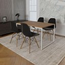 Ver imagem 1 de Mesa Industrial Base Ferro Branco Tampo 137X90 Amêndoa 4 Cadeiras Madeira Assento Preto Marrom