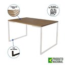 Ver imagem 5 de Mesa Industrial Base Ferro Branco Tampo 137X90 Amêndoa 4 Cadeiras Madeira Assento Preto Marrom