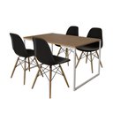Ver imagem 6 de Mesa Industrial Base Ferro Branco Tampo 137X90 Amêndoa 4 Cadeiras Madeira Assento Preto Marrom