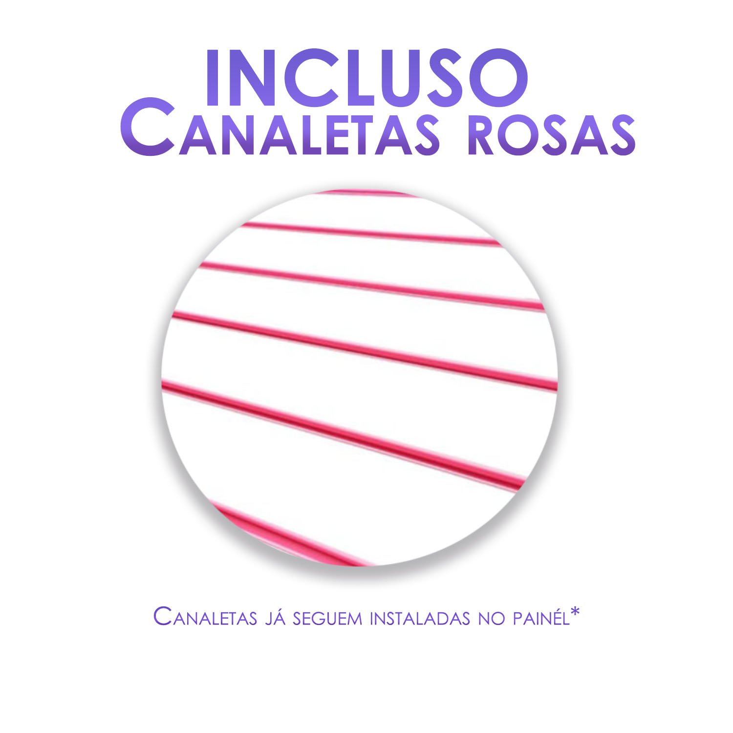 2 Paineis Canaletados - 2,44 x 1,22 + 100 Ganchos 15cm + Canaleta Rosa - 2