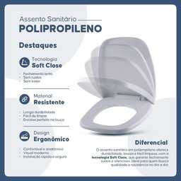 Assento Sanitario com Amortecedor Vip Branco para Vaso Celite - 5