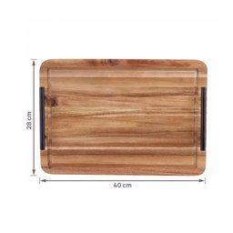 Bandeja de Madeira com Alça de Metal Retangular 40cm - Oikos - 6
