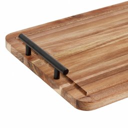 Bandeja de Madeira com Alça de Metal Retangular 40cm - Oikos - 3