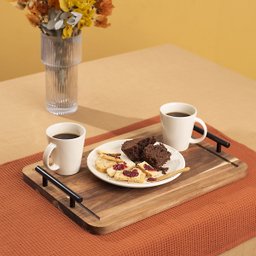 Bandeja de Madeira com Alça de Metal Retangular 40cm - Oikos - 2