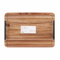 Bandeja de Madeira com Alça de Metal Retangular 40cm - Oikos - 4