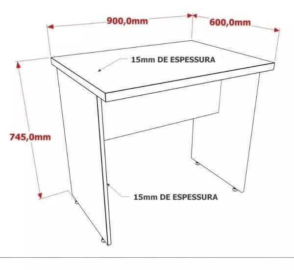 Mesa Para Computador Work 15 Mm Office 90 X 60 Cm C/ Gaveta - 2