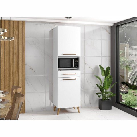 Paneleiro para Microondas Favorita 2 Portas 1 Gaveta Branco Lacca