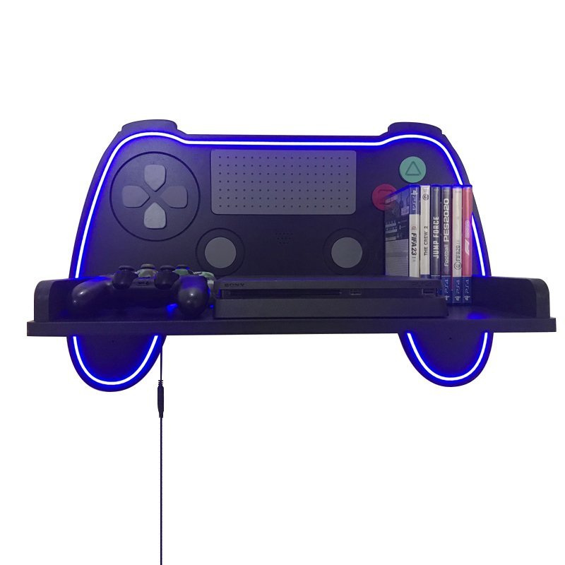 Suporte Gamer Prateleira para consoles videogame - Led Neon - 6