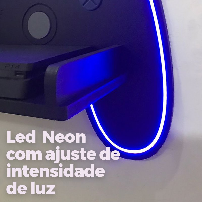 Suporte Gamer Prateleira para consoles videogame - Led Neon - 3