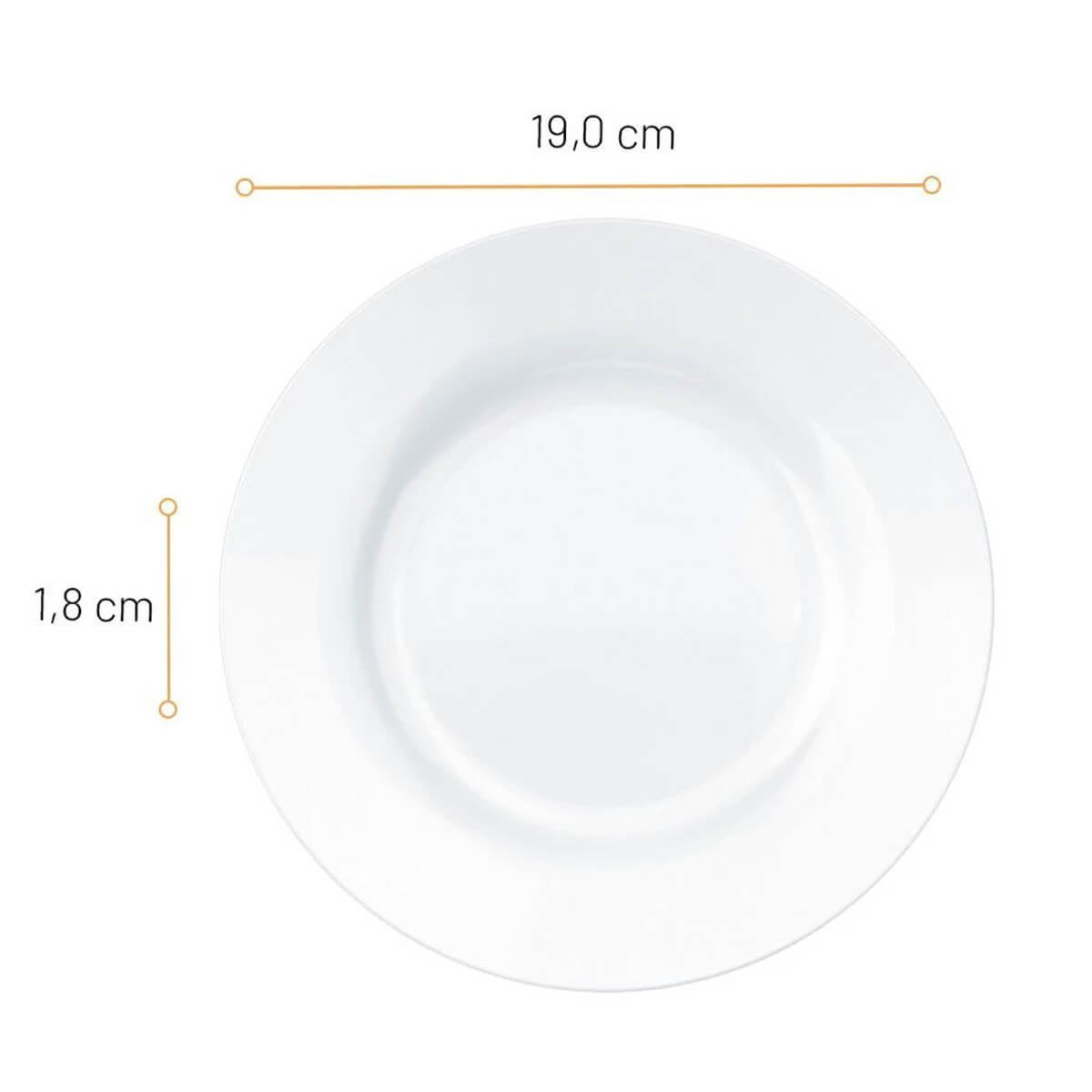 Jogo 12 Pratos de Sobremesa 19cm Opaline Menu Nadir Figueiredo em Vidro Temperado Branco - 3