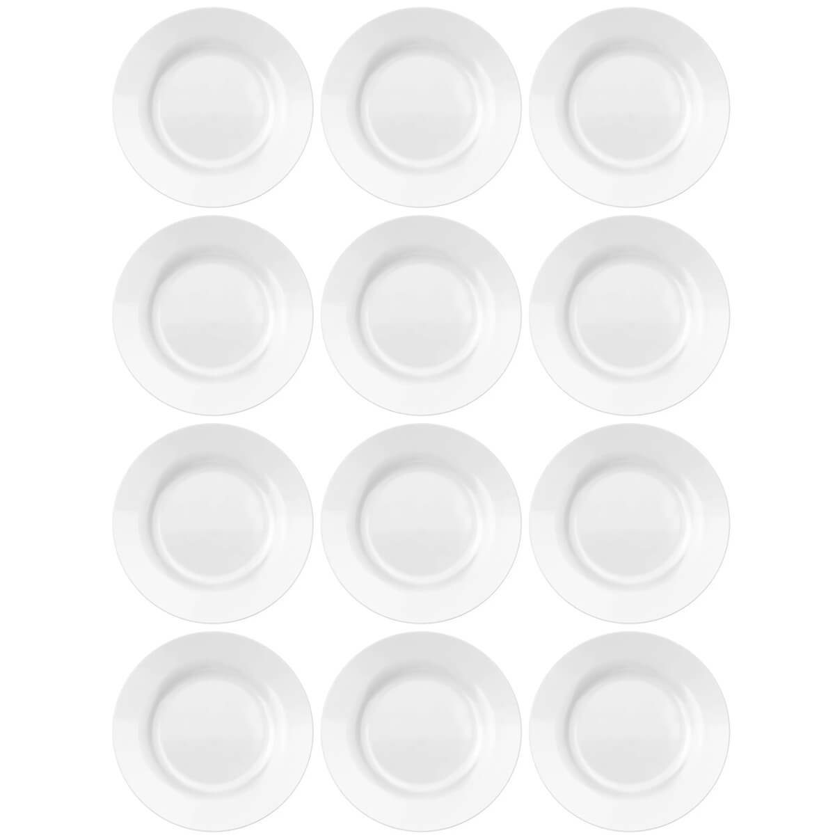 Jogo 12 Pratos de Sobremesa 19cm Opaline Menu Nadir Figueiredo em Vidro Temperado Branco - 1