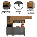Ver imagem 4 de Cozinha Modulada Compacta 8 Portas e 2 Gavetas Olga Amendola/Grafito