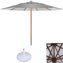 Ver imagem 1 de Guarda Sol Ombrelone 3,00m Madeira com Base Piscina Praia Jardim Externa