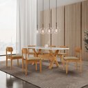 Ver imagem 1 de Conjunto de Mesa Jantar Bellini Tampo 180cm Laqueado Canto Moeda 6 Cadeiras Off White Âmbar/Imbuia Natural/Cinamomo Imbuia/Laqueado Marrom