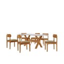 Ver imagem 2 de Conjunto de Mesa Jantar Bellini Tampo 180cm Laqueado Canto Moeda 6 Cadeiras Off White Âmbar/Imbuia Natural/Cinamomo Imbuia/Laqueado Marrom