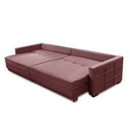Sofá Cama Retrátil e Reclinável 2,50m com Molas Karen Veludo Rosê Adonai Estofados - 3
