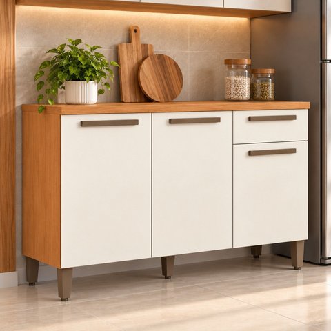 Balcão de Cozinha 3 Portas 1 Gaveta com Prateleira Imperial Espresso Móveis
