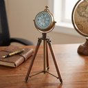 Ver imagem 3 de Relógio de Mesa com Tripé e Bússola Decorativa Dourado e Marrom 35 cm