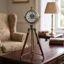 Ver imagem 4 de Relógio de Mesa com Tripé e Bússola Decorativa Dourado e Marrom 35 cm