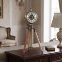 Ver mais imagens de Relógio de Mesa com Tripé e Bússola Decorativa Dourado e Marrom 35 cm