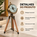 Ver imagem 7 de Relógio de Mesa com Tripé e Bússola Decorativa Dourado e Marrom 35 cm