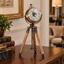 Ver imagem 5 de Relógio de Mesa com Tripé e Bússola Decorativa Dourado e Marrom 35 cm