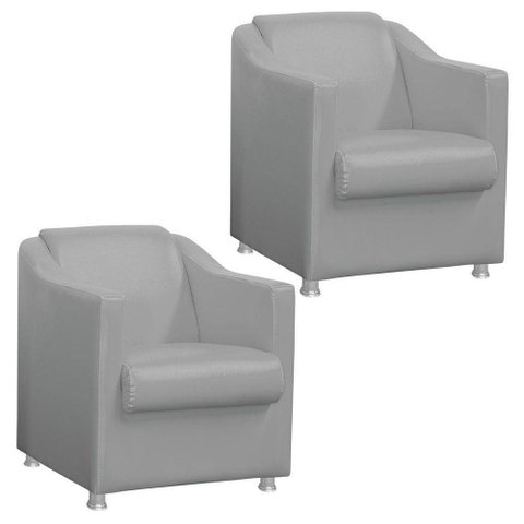 Kit 2 Poltronas Bia Consultorio Sala Recepção Suede Cinza