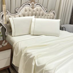 Jogo de Cama Lençol King Realce Percal 400 Fios 4 Peças - Palha - 1