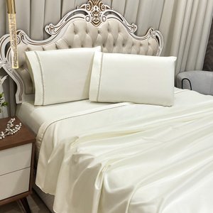 Jogo de Cama Lençol King Realce Percal 400 Fios 4 Peças - Palha