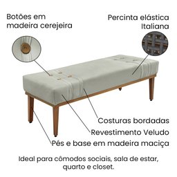 Kit Cabeceira e Calçadeira Recamier King 1,95m Gênova Veludo Cinza Prata - Pallazio - 6