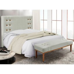 Kit Cabeceira e Calçadeira Recamier King 1,95m Gênova Veludo Cinza Prata - Pallazio - 2