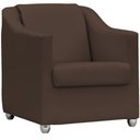 Ver imagem 4 de Kit 3 Poltronas Decorativa para Sala Manicure Recepção Mila Corino Marrom Pés de Plástico Cromado