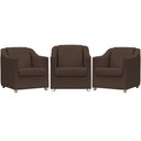 Ver imagem 1 de Kit 3 Poltronas Decorativa para Sala Manicure Recepção Mila Corino Marrom Pés de Plástico Cromado