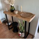 Ver imagem 3 de Aparador de Tronco Pequiá com Pés em Aço Carbono em U Cor Natural:Comprimento 200cm X Altura 80cm X 