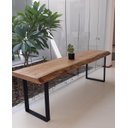 Ver imagem 1 de Aparador de Tronco Pequiá com Pés em Aço Carbono em U Cor Natural:Comprimento 200cm X Altura 80cm X 