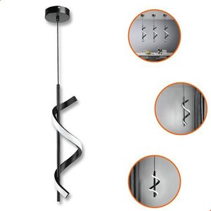 Luminária Pendente de Led Espiral Luxo Moderno Dourado Preto