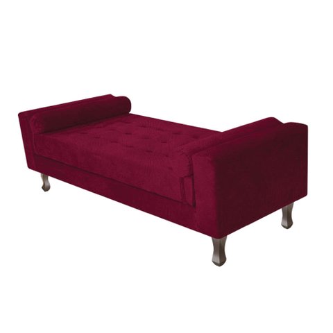 Recamier Baú Félix Solteiro 120 cm Suede - ADJ Decor - Bordô