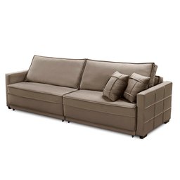 Sofá Sem Caixa Retrátil Reclinável 2,10m Karen Veludo Cappuccino Adonai Estofados - 4 Sofá Sem Caixa Retrátil Reclinável 2,10m Karen Veludo Cappuccino Adonai Estofados - 4