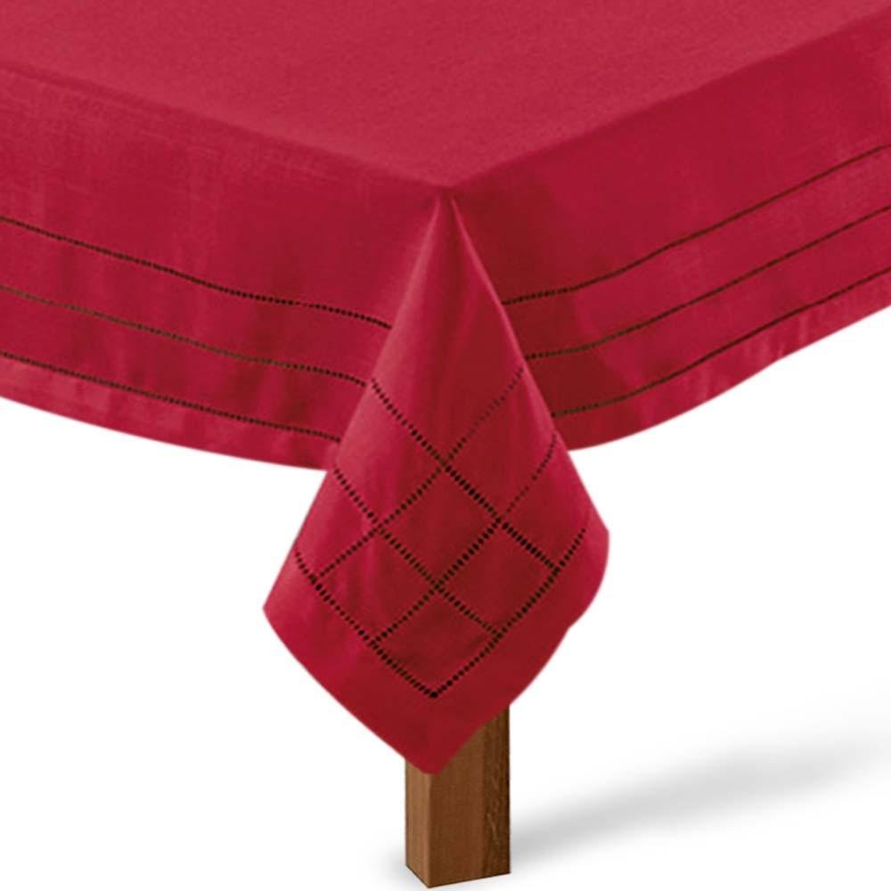 Toalha de Mesa Quadrada 220x220cm Ponto Ajour 331 - Rafimex Vermelha