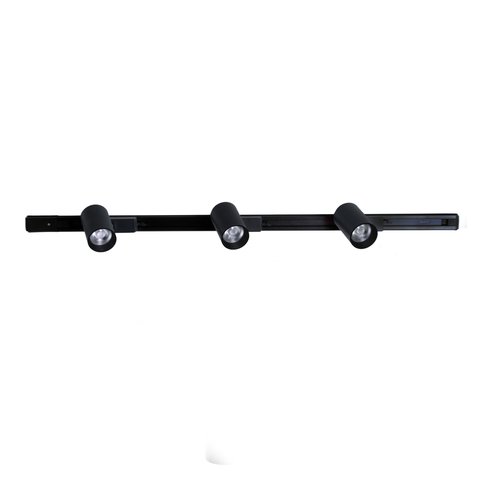 Kit Trilho Eletrificado Poptem 1M Com 4 Spots Led Preto De Teto/Parede 7W 3000K