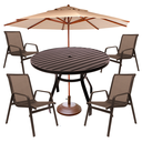 Ver imagem 1 de Conjunto de Mesa Piscina com Guarda Sol Resistente Sol Chuva Maresia