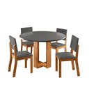 Ver imagem 1 de Mesa de Jantar 4 Lugares Fayra Mel/Cinza - Viero Móveis